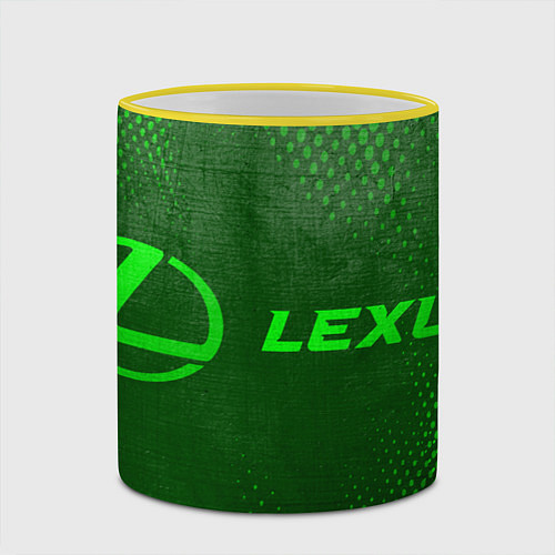 Кружка цветная Lexus - green gradient по-горизонтали / 3D-Желтый кант – фото 2