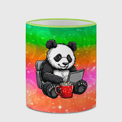 Кружка 3D Панда с кофе за ноутом, цвет: 3D-светло-зеленый кант — фото 2