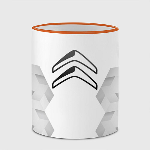 Кружка цветная Citroen white poly / 3D-Оранжевый кант – фото 2