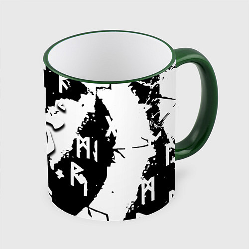 Кружка цветная Doom символы краски / 3D-Зеленый кант – фото 1