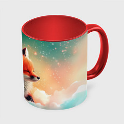 Кружка цветная Милый лисенок спит на облаке