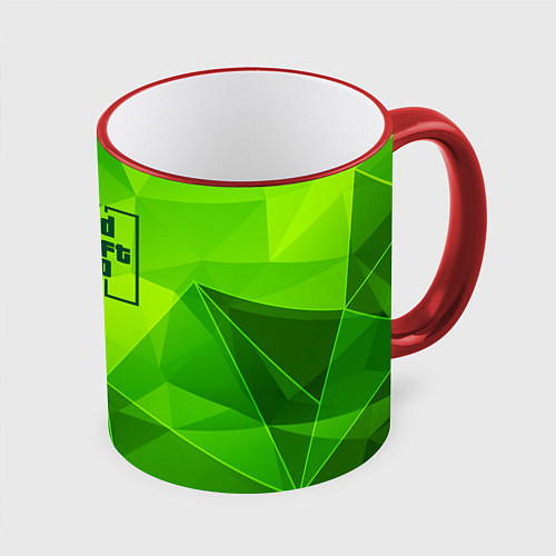 Кружка цветная GTA6 green poly / 3D-Красный кант – фото 1