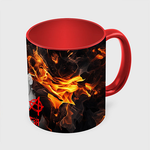 Кружка цветная Сектор газа огненный фон / 3D-Белый + красный – фото 1