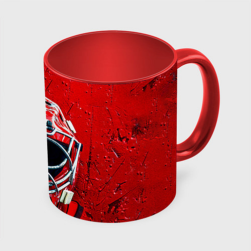 Кружка цветная Маска голкипера на красном / 3D-Белый + красный – фото 1