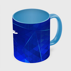 Кружка 3D Papa Roach blue poly, цвет: 3D-белый + небесно-голубой
