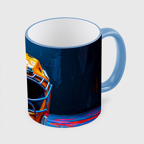 Кружка цветная Маска голкипера / 3D-Небесно-голубой кант – фото 1