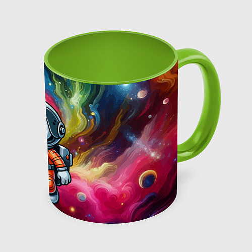 Кружка цветная Funny dalmatian puppy - ai art / 3D-Белый + светло-зеленый – фото 1