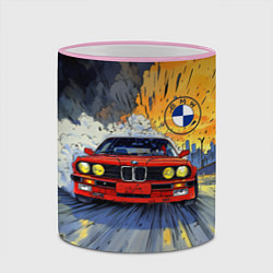 Кружка 3D Красная BMW на скорости, цвет: 3D-розовый кант — фото 2