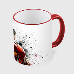 Кружка 3D Тайский боксер на белом, цвет: 3D-красный кант