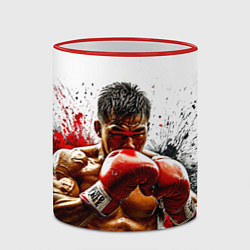 Кружка 3D Тайский боксер на белом, цвет: 3D-красный кант — фото 2