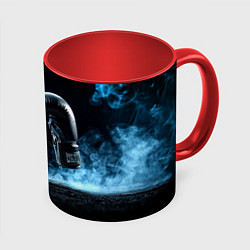 Кружка 3D Черные бойцовские перчатки в дыму, цвет: 3D-белый + красный