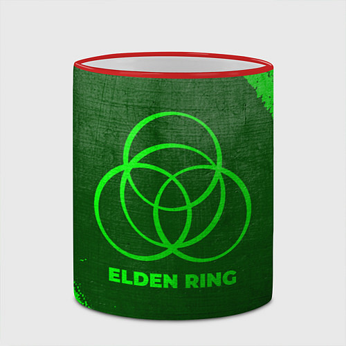 Кружка цветная Elden Ring - green gradient / 3D-Красный кант – фото 2
