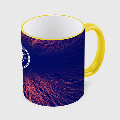 Кружка цветная Manchester City red energy / 3D-Желтый кант – фото 1