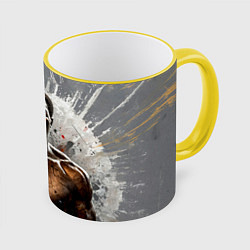 Кружка цветная Мухаммед Али на сером