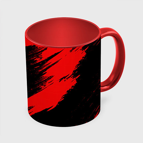 Кружка цветная Color red black line / 3D-Белый + красный – фото 1