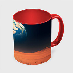 Кружка цветная Собачка и планета