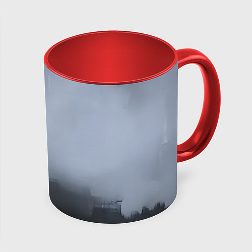 Кружка цветная Абстракция с серым и черным / 3D-Белый + красный – фото 1