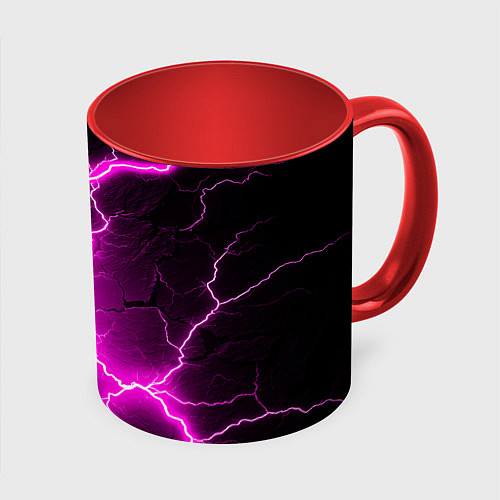 Кружка цветная The color is pink and black / 3D-Белый + красный – фото 1