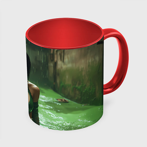 Кружка цветная Jade Mortal Kombat / 3D-Белый + красный – фото 1