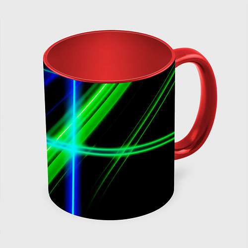 Кружка цветная Color blue black green / 3D-Белый + красный – фото 1