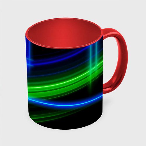 Кружка цветная Color blue black green / 3D-Белый + красный – фото 1