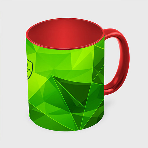 Кружка цветная Roma green poly / 3D-Белый + красный – фото 1