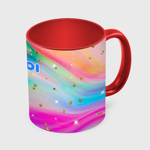 Кружка цветная Inzoi с золотыми звездочками / 3D-Белый + красный – фото 1