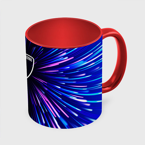 Кружка цветная Lamborghini neon energy / 3D-Белый + красный – фото 1