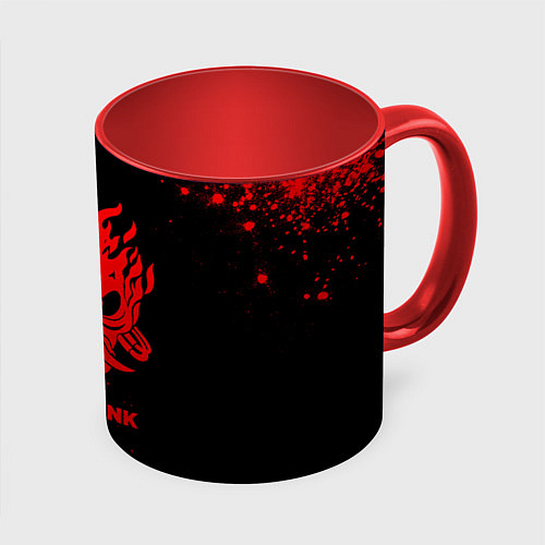 Кружка цветная Cyberpunk 2077 - red gradient / 3D-Белый + красный – фото 1