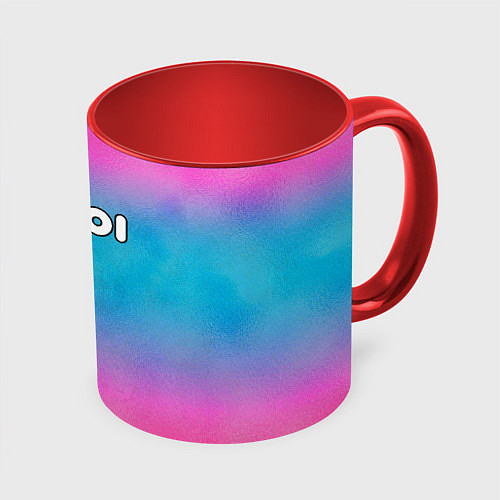Кружка цветная Inzoi розово-голубой фон / 3D-Белый + красный – фото 1