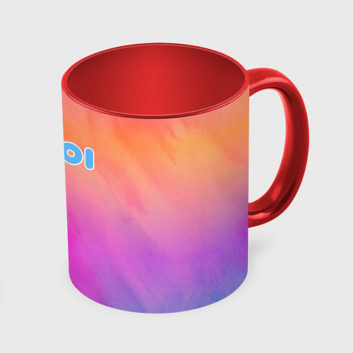 Кружка цветная Inzoi розово-оранжевый фон / 3D-Белый + красный – фото 1