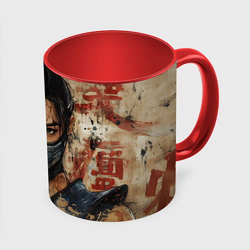 Кружка цветная Китана в китайском стиле / 3D-Белый + красный – фото 1