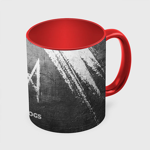 Кружка цветная Watch Dogs - grey gradient / 3D-Белый + красный – фото 1