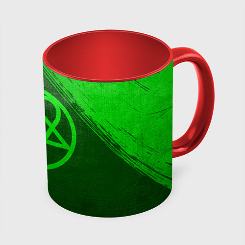 Кружка цветная HIM - green gradient / 3D-Белый + красный – фото 1