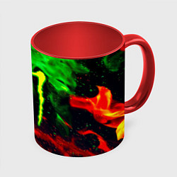 Кружка 3D Monster energy огонь лого, цвет: 3D-белый + красный