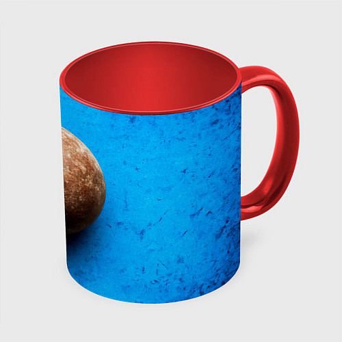 Кружка цветная Ядро для талкания на синем / 3D-Белый + красный – фото 1