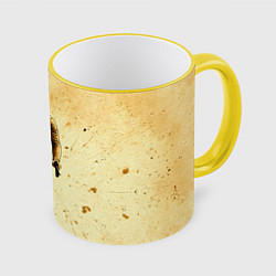 Кружка 3D Трековый велосипедист на бежевом, цвет: 3D-желтый кант
