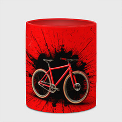 Кружка 3D Трековый велосипед на красном, цвет: 3D-белый + красный — фото 2