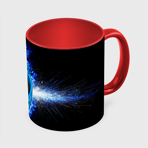 Кружка цветная Каяк в синем пламени / 3D-Белый + красный – фото 1