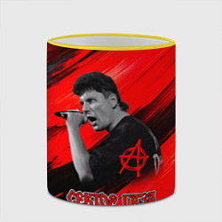 Кружка 3D Юрий Хой красно-черный фон, цвет: 3D-желтый кант — фото 2