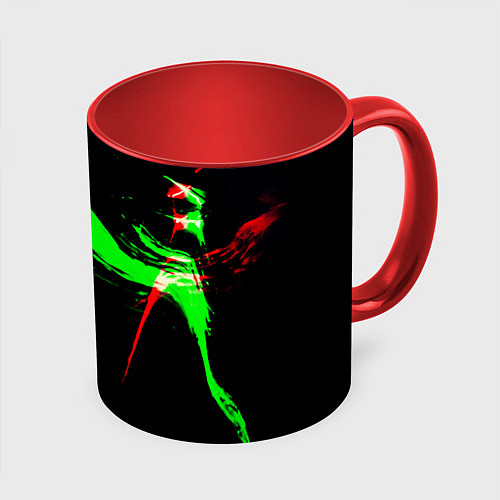 Кружка цветная Color black green red / 3D-Белый + красный – фото 1
