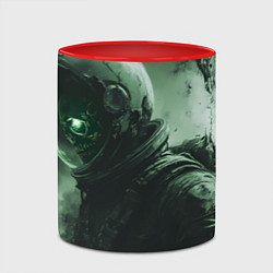 Кружка 3D Зеленый скелет космонавта, цвет: 3D-белый + красный — фото 2