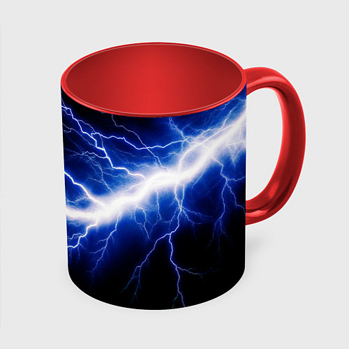 Кружка цветная Lightning blue / 3D-Белый + красный – фото 1