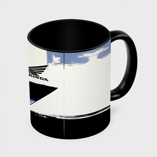 Кружка цветная Honda логотип / 3D-Белый + черный – фото 1