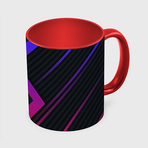 Кружка цветная Color black line / 3D-Белый + красный – фото 1