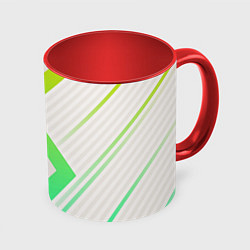 Кружка 3D Color white line green, цвет: 3D-белый + красный