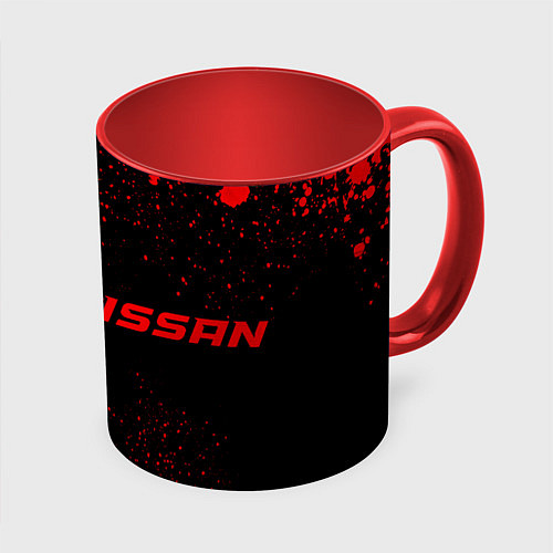 Кружка цветная Nissan - red gradient по-горизонтали / 3D-Белый + красный – фото 1