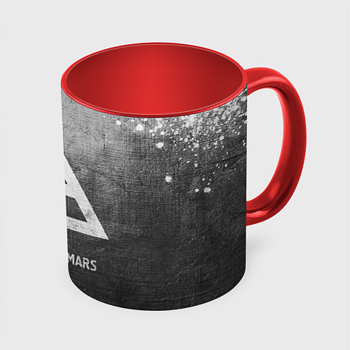 Кружка цветная Thirty Seconds to Mars - grey gradient / 3D-Белый + красный – фото 1