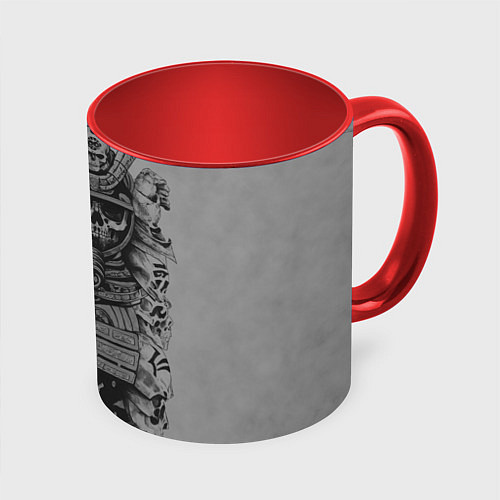 Кружка цветная Мертвый самурай призрак / 3D-Белый + красный – фото 1