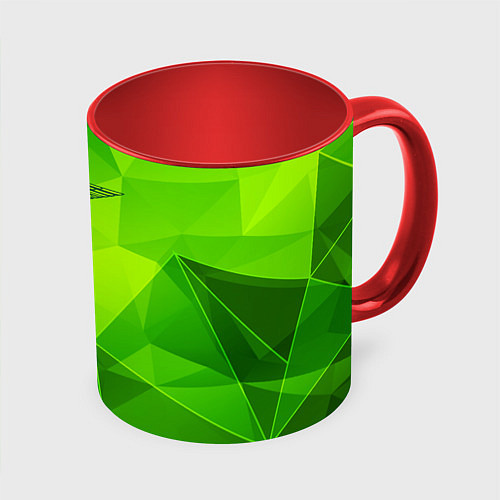 Кружка цветная Lazio green poly / 3D-Белый + красный – фото 1